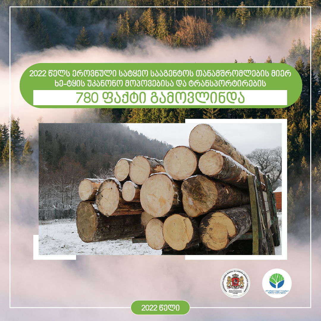 2022 წლის ხე-ტყის უკანონო მოპოვება-ტრანსპორტირების სტატისტიკა